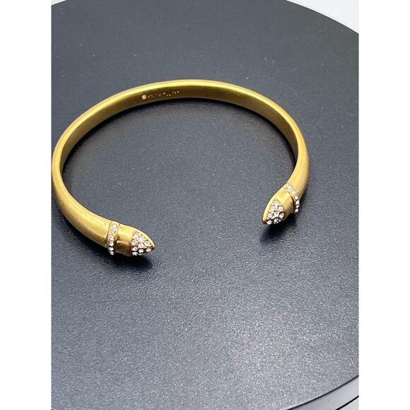 Stella & Dot Ansley Crystal Pave Semi-Shiny‎ Gold Tone Cuff Bracelet B384G - Picture 6 of 13